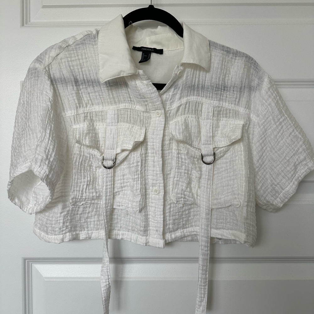 Forever 21 Cream Collared Blouse
